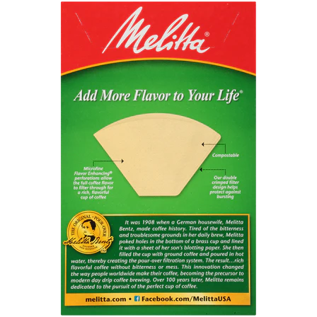 Melitta #2 Cone Coffee Filters, Natural Brown, 100 Count