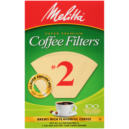 Melitta #2 Cone Coffee Filters, Natural Brown, 100 Count